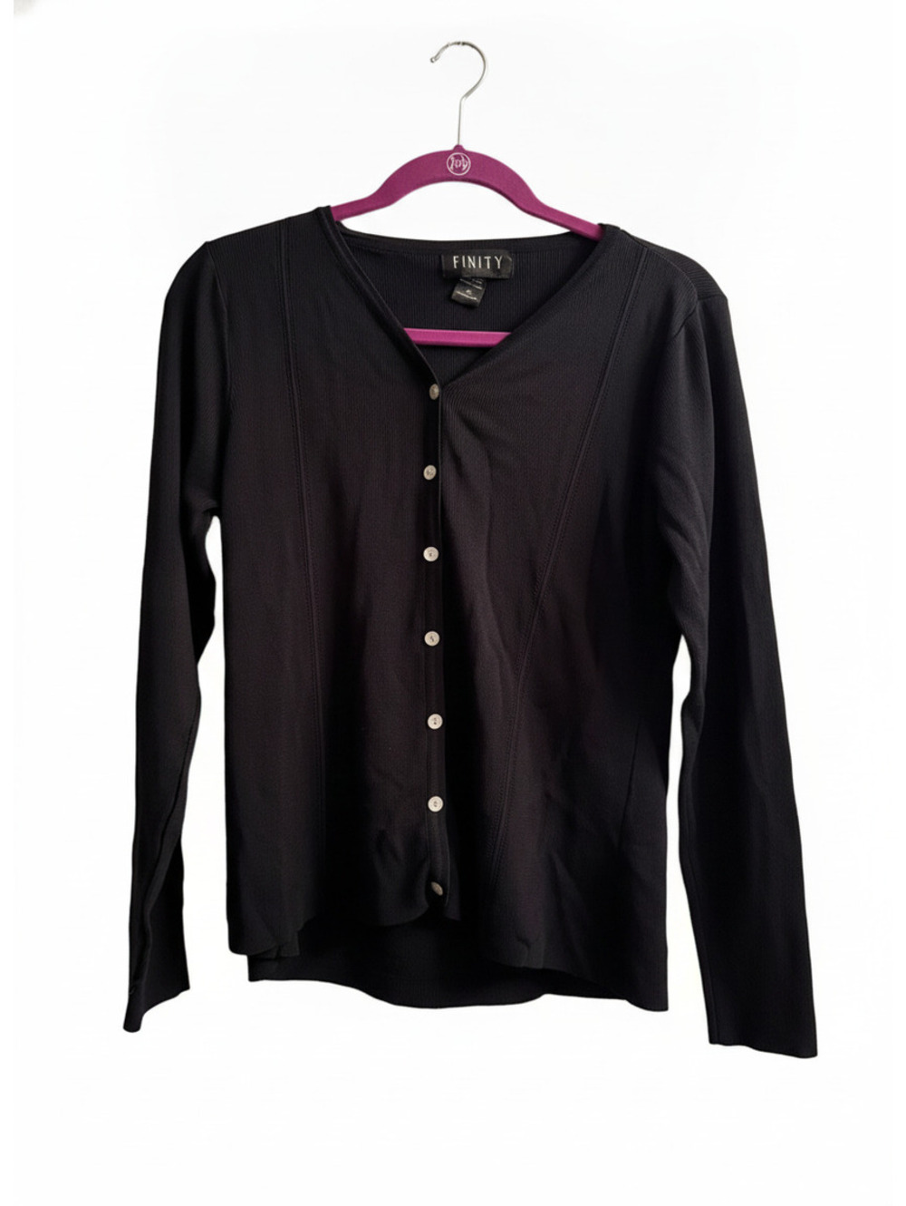 Finity Black Long Sleeve Button-Up Cardigan Sweater Medium